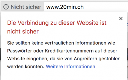 Chrome 68 warnt Besucher bei nicht verschlüsselten Webseiten